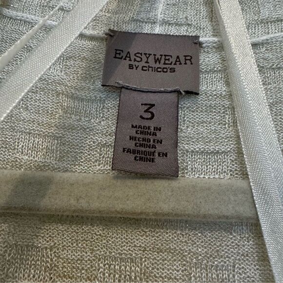 Chico's Easywear Textured Open-Front Cardigan in Beige and Gold 3 16 XL - Picture 8 of 9